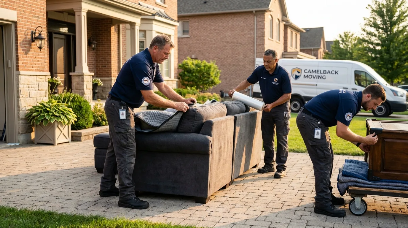 Large estate moving crew wrapping furniture in Marco Island, FL