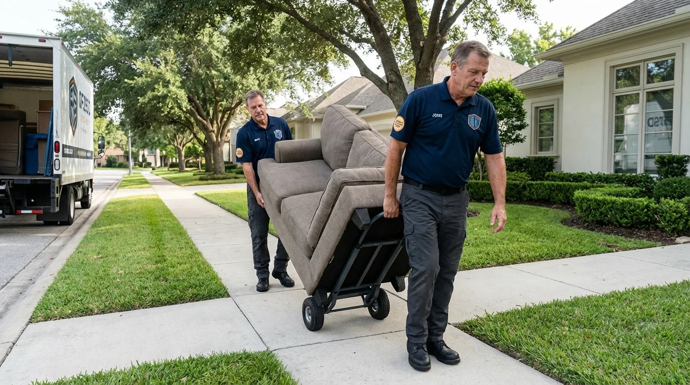 Local residential moving crew loading furniture in Marco Island, FL